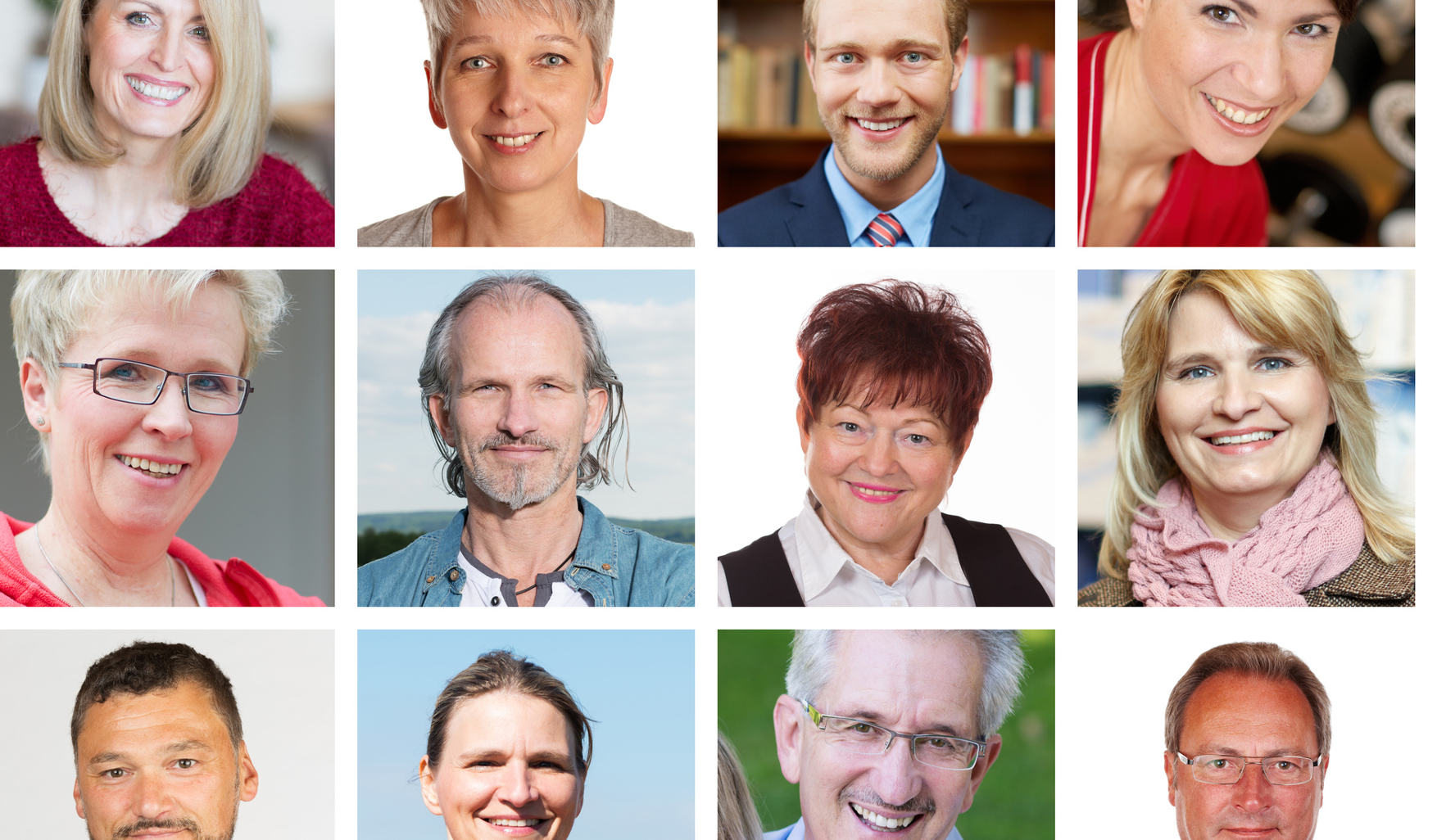 Portraits von Menschen die im Raster angeordnet sind