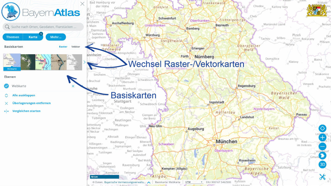 BayernAtlas Hilfe Basiskarten