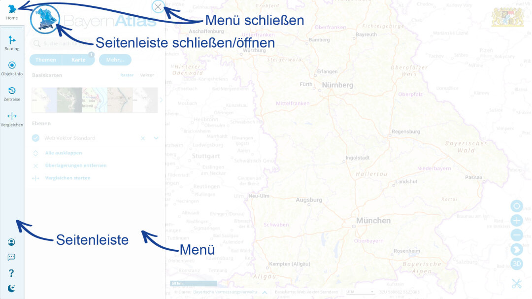 Bayern Atlas Hilfe Seitenleiste